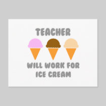 Teacher ... Will Work For Ice Cream Post Cards