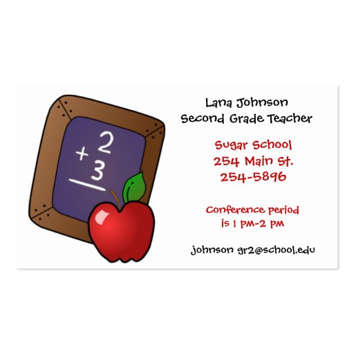 Teachers Apple Business Card (front side)