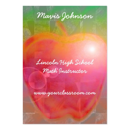 Teacher's Apple, Mavis Johnson, High School Mat... Business Card Templates (front side)