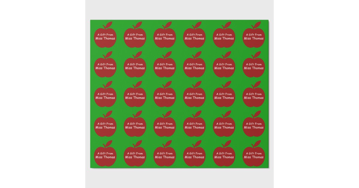 Teacher's Apple Personalized Gift Wrap Zazzle