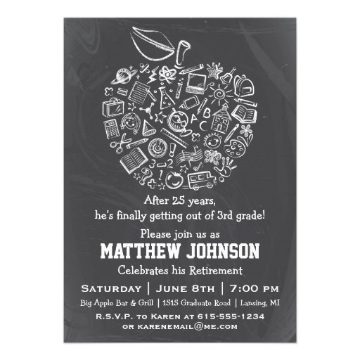 Teachers Apple Retirement Party Invitation