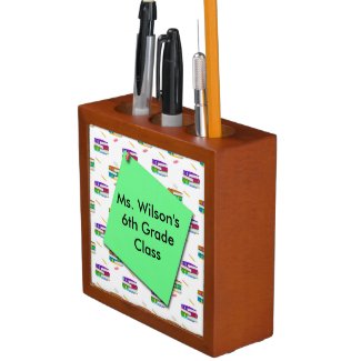 Teachers Books Green Paper Desk Organizer
