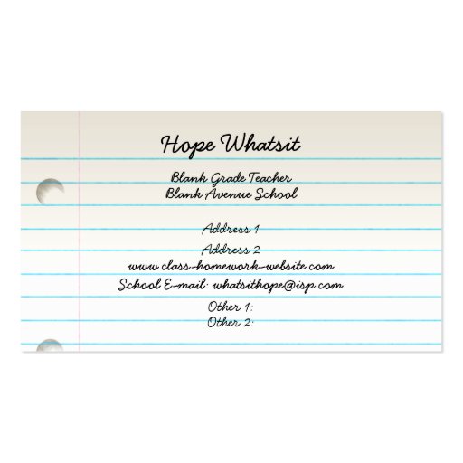 Teacher's Business Profile Card Business Cards