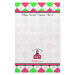 Teachers Have Class - Pink &Green Argyle Personalized Stationery