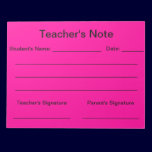 Teacher's Note (Bright Pink) Notepad notepads