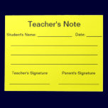 Teacher's Note Notepad (Yellow) notepads