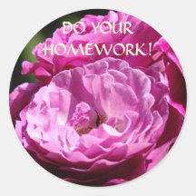 TEACHERS STICKERS Purple Rose DO YOUR HOMEWORK!
