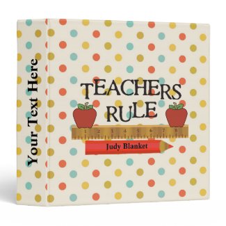 Teacher's Stylish Colorful Polka Dot Custom Vinyl Binders