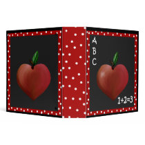 Teacher's Whimsical Heart Apple Binder