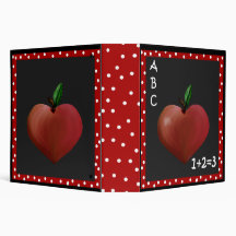 Teacher's Whimsical Heart Apple Binder