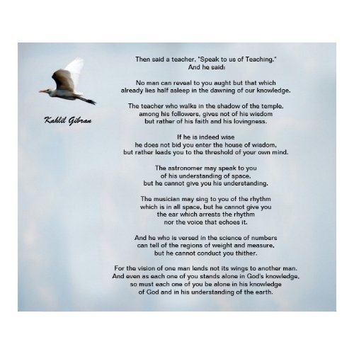 Teaching by Kahlil Gibran print