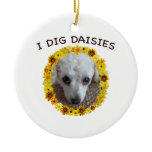 Teacup Poodle Dog Digs Daisies Christmas Ornaments