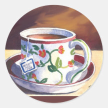 Teacup & Saucer with Teabag Stickers