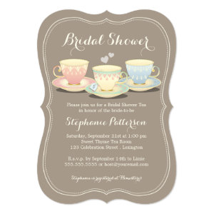 Teacup Trio Chic Bridal Shower Tea Party Personalized Announcements