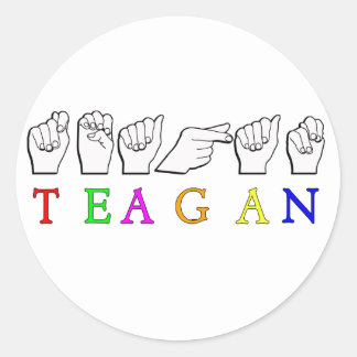 teagan asl fingerspelled sticker round classic sign name gifts