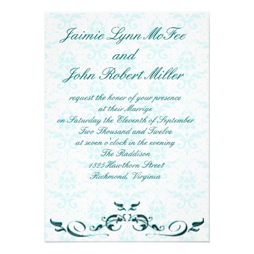 Teak Victorain Damask Wedding Invitation