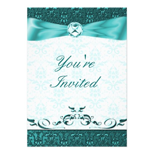 Teak Victorain Damask Wedding Invitation
