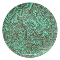 Teal Abstract Plate plates
