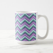 Teal and Amethyst ZigZag Coffee Mugs