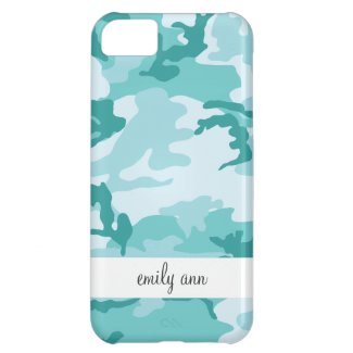 Teal and Aquamarine Urban Camoflage Pattern Cover For iPhone 5C