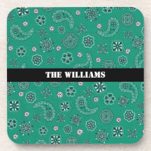 Teal and Black Bandana Coasters