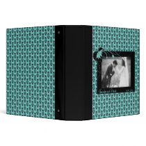 Teal and Black Damask Wedding Album binders