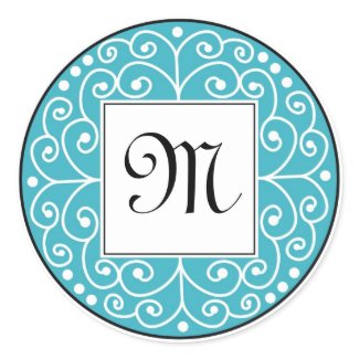 Teal And Black Monogram Sticker sticker