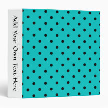 Teal and Black Polka Dot Pattern. Binders