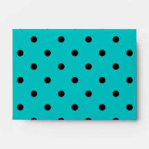 Teal and Black Polka Dot Pattern. Custom Monogram. Envelope