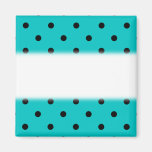 Teal and Black Polka Dot Pattern. Refrigerator Magnets