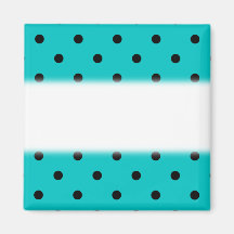 Teal and Black Polka Dot Pattern. Refrigerator Magnets