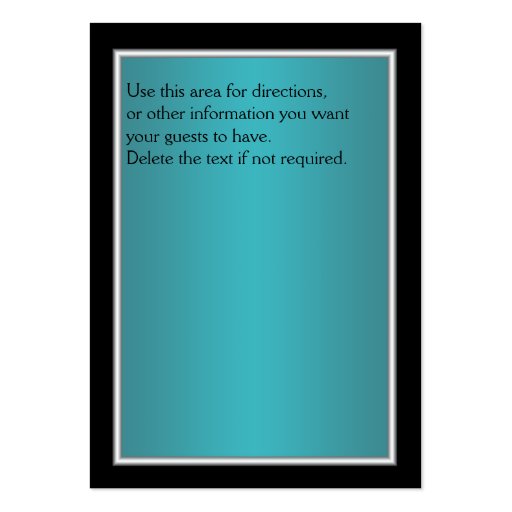 Teal and Black Quinceanera Reception Card Business Card Templates (back side)