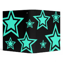Teal And Black Stars 1" Binder