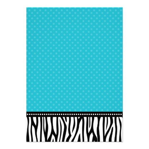 Teal and Black Zebra Polka Dot Sweet 16 Custom Announcement