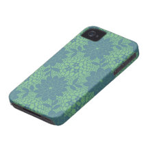 teal and blue floral lattice damask Case-Mate iPhone 4 case