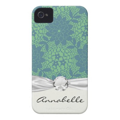 teal and blue floral lattice damask faux diamond iphone 4 covers Casemate_case teal and blue floral lattice damask faux diamond iphone 4 covers Casemate_case