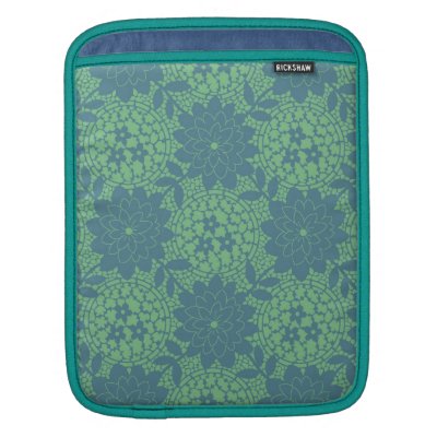 teal and blue floral lattice damask pattern ipad sleeve Rickshaw_sleeve teal and blue floral lattice damask pattern ipad sleeve Rickshaw_sleeve