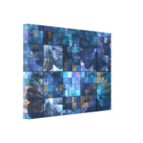 Teal and Blue Flower Abstract Wrapped Canvas
