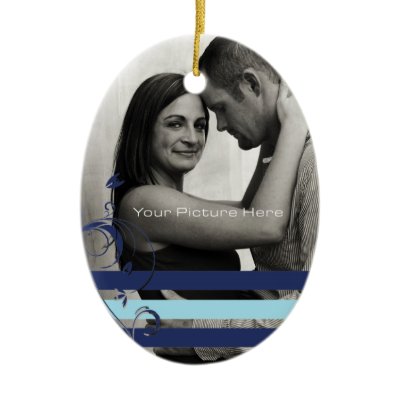 Teal and Blue Photo Engagement Christmas Ornament