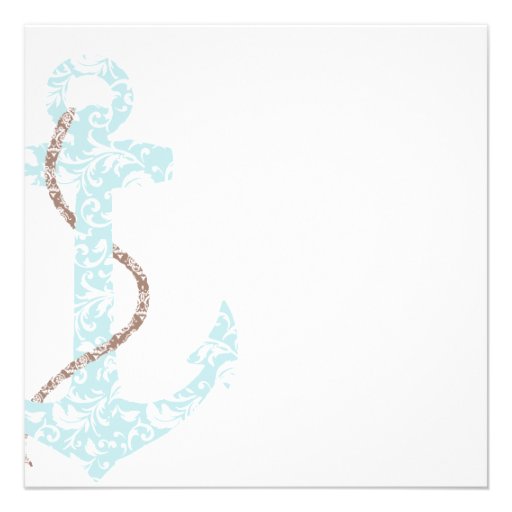 Teal and Brown Anchor Beach Wedding Invitation