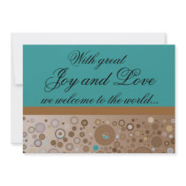 Teal and Brown Circles Boy Birth Announcement
