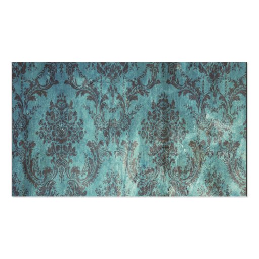 Teal and Brown Damask Wedding Favor Tag Business Card (back side)