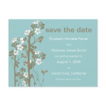 Teal and Brown Japanese Floral Save the Date postcards by TheWeddingShoppe Teal and Brown Japanese Floral Save the Date postcards