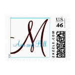 Teal and Brown Names and Monogram Postage
