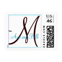 Teal and Brown Names and Monogram Postage