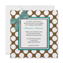 Teal and Brown Polka Dot Wedding Invitation