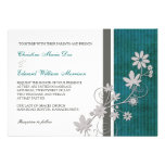 Teal and Charcoal Flower Wedding Invitation