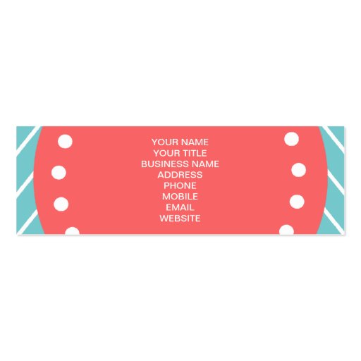 Teal and Coral Chevron with Custom Monogram Business Card Template (back side)
