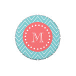 Teal and Coral Chevron with Custom Monogram Jelly Belly Tin at Zazzle