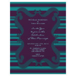 Teal and Dark Blue Striped Wedding Full Color Flyer